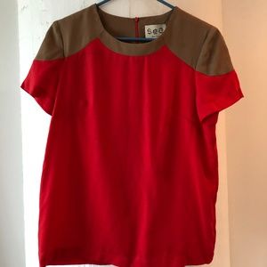 Sea New York red and brown top